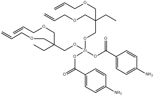 Zirconium, bis(4-aminobenzoato-.kappa.O)bis2,2-bis(2-propenyloxy)methyl-1-butanolato-.kappa.O-, (T-4)- Struktur