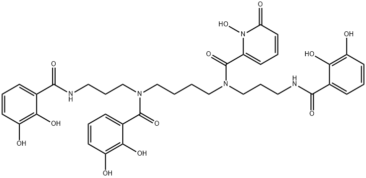 1,5,14-tris(2,3-dihydroxybenzoyl)-10-(1-hydroxy-2-pyridon-6-oyl)-1,5,10,14-tetraazatetradecane Struktur