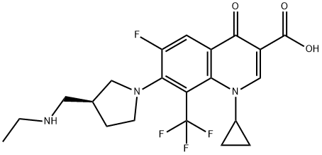 1-cyclopropyl-7-[3-(ethylaminomethyl)pyrrolidin-1-yl]-6-fluoro-4-oxo-8 -(trifluoromethyl)quinoline-3-carboxylic acid Struktur