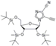 5-Ethynyl-1-(2’,3’,5’-tri-O-tert-butyldimethylsilyl--D-ribofuranosyl)-imidazo-4-carbonitrile Struktur