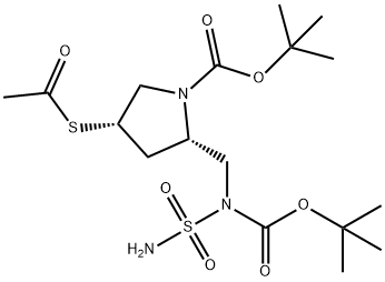 (2S,4S)-tert-butyl 4-(acetylthio)-2-((tert-butoxycarbonyl(sulfaMoyl)aMino)Methyl)pyrrolidine-1-carboxylate Struktur