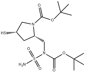 (2s,4s)-1-t-butoxycarbonyl-2-(N-T-butoxycarbonyl-N-sulfamoylamino)methyl-4-mercapto-pyrrolidine Struktur