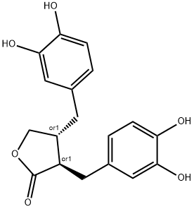 2,3-bis(3,4-dihydroxybenzyl)butyrolactone Struktur