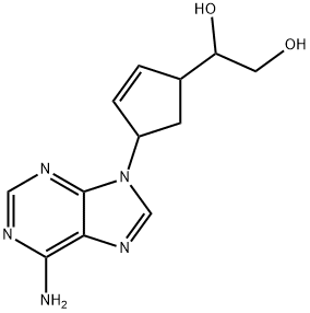 9-(4-(1,2-dihydroxyethyl)cyclopent-2-en-1-yl)-9H-adenine Struktur