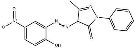 2,4-dihydro-4-[(2-hydroxy-5-nitrophenyl)azo]-5-methyl-2-phenyl-3H-pyrazol-3-one Struktur