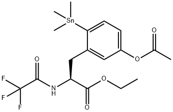 L-PHENYLALANINE, 5-(ACETYLOXY)-N-TRIFLUOROACETYL-2-TRIMETHYLSTANNYL, ETHYL ESTER Struktur