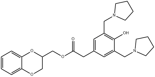 bis(pyrrolidinomethyl)-4-hydroxyphenylacetic acid 1,4-benzodioxanyl-2-methyl ester Struktur