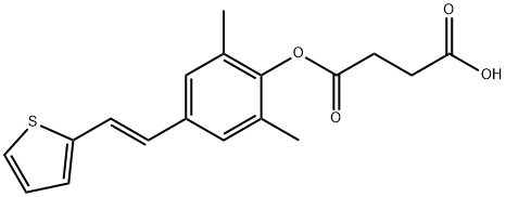 4-[2,6-dimethyl-4-[(E)-2-thiophen-2-ylethenyl]phenoxy]-4-oxo-butanoic acid Struktur