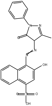 4-[[(4,5-Dihydro-3-methyl-5-oxo-1-phenyl-1H-pyrazol)-4-yl]azo]-3-hydroxy-1-naphthalenesulfonic acid Struktur