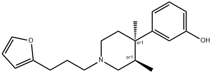 1-(3-(2-furanyl)propyl)-3,4-dimethyl-4-(3-hydroxyphenyl)piperidine Struktur