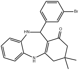 11-(3-bromophenyl)-3,3-dimethyl-2,3,4,5,10,11-hexahydro-1H-dibenzo[b,e][1,4]diazepin-1-one Struktur