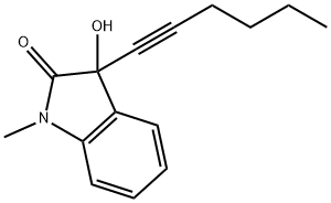 1-methyl-3-(1-hexynyl)-3-hydroxy-2-indolinone Struktur