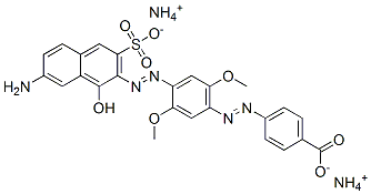 1-Hydroxy-2-[4-(4-carboxyphenylazo)-(2,5-dimethoxyphenylazo)]-3-sulfo-7-aminonaphthalene diammonium salt Struktur