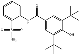 3,5-bis-(1,1-dimethylethyl)-4-hydroxy-N-(2-sulfamoylphenyl)benzamide Struktur