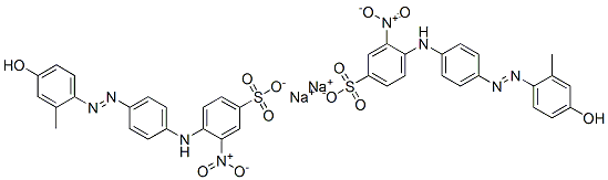 Benzenesulfonic acid, 4-[[4-[(4-hydroxy-2-methylphenyl) azo]phenyl]amino]-3-nitro, disodium salt Struktur