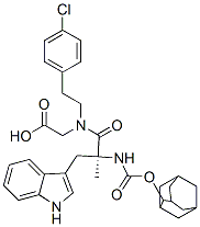 N-(N-((2-adamantyloxy)carbonyl)-alpha-methyltryptophyl)-N-(2-(4-chlorophenyl)ethyl)glycine Struktur