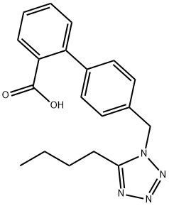 5-butyl-1-(4-(2'-carboxyphenyl)benzyl)tetrazole Struktur