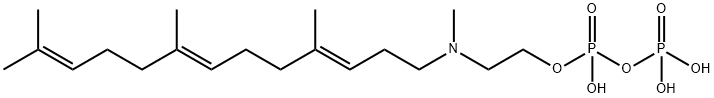 Diphosphoric acid, mono[2-[methyl[(3E,7E)-4,8,12-trimethyl-3,7,11-tridecatrienyl]amino]ethyl] ester (9CI) Struktur