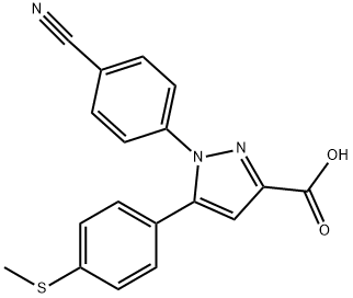 1-(4-CYANO-PHENYL)-5-(4-METHYLSULFANYL-PHENYL)-1H-PYRAZOLE-3-CARBOXYLIC ACID Struktur