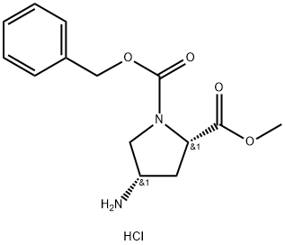 (2S,4S)-1-CBZ-4-aMino Pyrrolidine-2-carboxylic acid Methylester-HCl Struktur