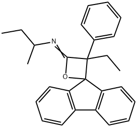 N-sec-Butyl-3'-ethyl-3'-phenylspiro[9H-fluorene-9,2'-oxetan]-4'-imine Struktur