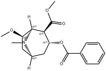 methyl 3-benzoyloxy-7-methoxy-8-methyl-8-azabicyclo(3.2.1)octane-2-carboxylate Struktur