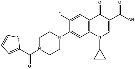 3-Quinolinecarboxylic acid, 1-cyclopropyl-6-fluoro-1,4-dihydro-4-oxo-7-[4-(2-thienylcarbonyl)-1-piperazinyl]- Struktur