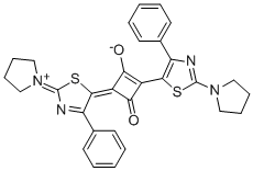 1,3-Bis(2-pyrrolidino-4-phenyl-1,3-thiazol-5-yl)-2-oxo-cyclobutenylium-4-olate Struktur