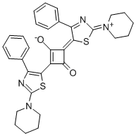 1-(4-Phenyl-2-piperidino-thiazol-5-yl)-3-(2,5-dihydro-4-phenyl-2-piperidin-1-ylidene-onium-thiazole-5-ylidene)-2-oxo-cyclobuten-4-olate Struktur