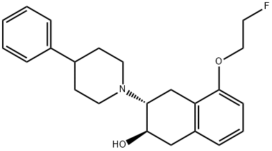 (-)-(2R,3R)-TRANS-2-HYDROXY-3-(4-PHENYLPIPERIDINO)-5-(2-FLUOROETHOXY)-TETRALIN Struktur