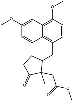 2-[(4,6-Dimethoxy-1-naphtyl)methyl]-1-methyl-5-oxocyclopentaneacetic acid methyl ester Struktur