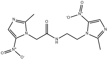 2-[2-methyl-3-[2-(2-methyl-5-nitro-imidazol-1-yl)ethyl]-5-nitro-2H-imi dazol-1-yl]acetamide Struktur