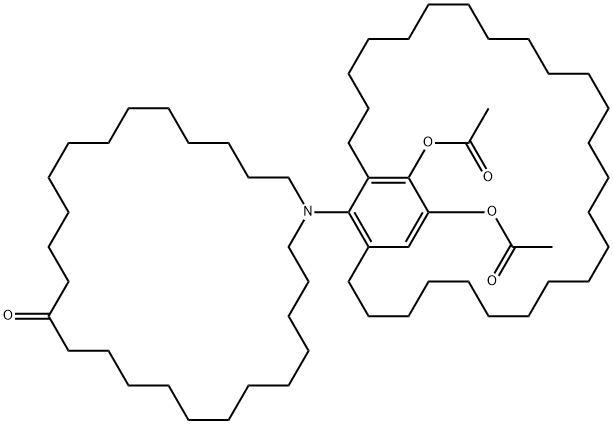 Azacyclohexacosan-14-one, 1-(28,29-dihydroxybicyclo[25.3.1]hentriacont a-1(31),27,29-trien-31-yl)-, diacetate (ester) Struktur