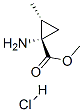 Cyclopropanecarboxylic acid, 1-amino-2-methyl-, methyl ester, hydrochloride, trans- (9CI) Struktur