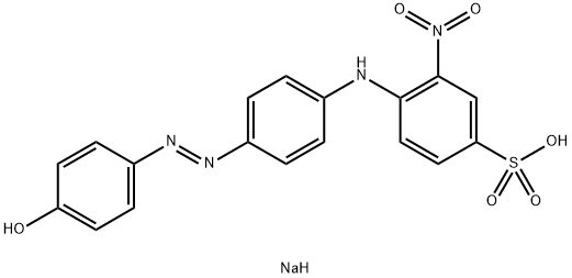 Benzenesulfonic acid, 4-4-(4-hydroxyphenyl)azophenylamino-3-nitro-, sodium salt Struktur