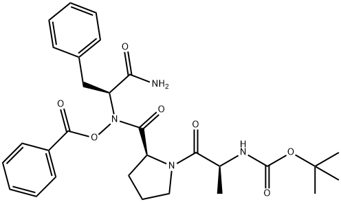 N-((tert-butoxycarbonyl)alanyl-prolyl-phenylalanyl)-O-benzoylhydroxylamine Struktur