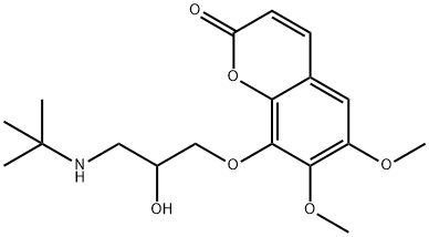 6,7-dimethoxy-8-(3-tert-butylamino-2-hydroxypropoxy)-2H-1-benzopyran-2-one Struktur