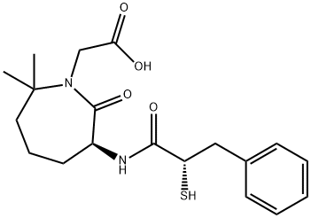 2-[(6S)-2,2-dimethyl-7-oxo-6-[(3-phenyl-2-sulfanyl-propanoyl)amino]azepan-1-yl]acetic acid Struktur