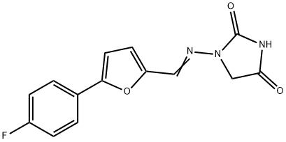 1-[[[5-(4-Fluorophenyl)furan-2-yl]methylene]amino]-2,4-imidazolidinedione Struktur