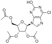 6-Chloro-2-hydroxy-9-(2',3',5'-tri-O-acetyl-b-D-ribofuranosyl)purine Struktur