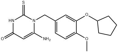 6-AMINO-1-[3-(CYCLOPENTYLOXY)-4-METHOXYBENZYL]-2-THIOXO-2,3-DIHYDROPYRIMIDIN-4(1H)-ONE Struktur