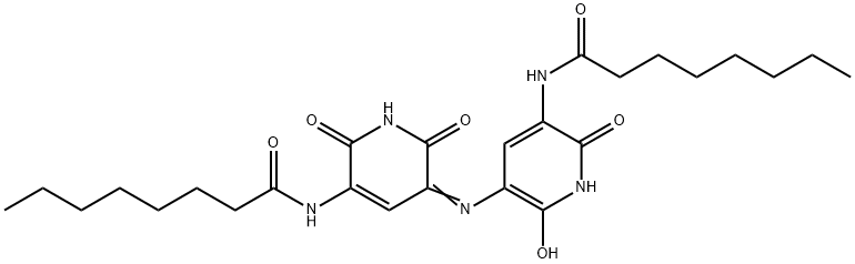 N-[5-[1,6-Dihydro-2-hydroxy-5-octanoylamino-6-oxo-pyridin-3-ylimino]-1,2,5,6-tetrahydro-2,6-dioxopyridin-3-yl]octanamide Struktur