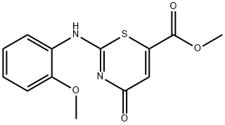 3,4-Dihydro-2-[(o-methoxyphenyl)imino]-4-oxo-2H-1,3-thiazine-6-carboxylic acid methyl ester Struktur