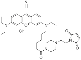 9-CYANO-N,N,N'-TRIETHYLPYRONINE-N'-CAPROIC ACID N 4-(MALEIMIDOETHYL)PIPERAZIDE CHLORIDE Struktur