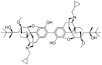 [2,2'-Bi-6,14-ethenomorphinan]-7,7'-dimethanol,17,17'-bis(cyclopropylmethyl)-a,a'-bis(1,1-dimethylethyl)-4,5:4',5'-diepoxy-18,18',19,19'-tetrahydro-3,3'-dihydroxy-6,6'-dimethoxy-a,a'-dimethyl-, (aS,5a,7a)-(a'S,5'a,7'a)- (9CI) Struktur