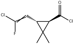 Cyclopropanecarbonyl chloride, 3-(2-chloro-2-fluoroethenyl)-2,2-dimethyl-, (1R-trans)- (9CI) Struktur