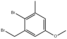 2-bromo-1-(bromomethyl)-5-methoxy-3-methylbenzene Struktur