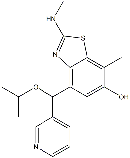 6-Benzothiazolol,  5,7-dimethyl-2-(methylamino)-4-[(1-methylethoxy)-3-pyridinylmethyl]- Struktur