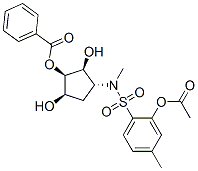 Benzenesulfonamide, N-2-(acetyloxy)methyl-4-(benzoyloxy)-3,5-dihydroxycyclopentyl-4-methyl-, 1S-(1.alpha.,2.beta.,3.alpha.,4.beta.,5.alpha.)- Struktur