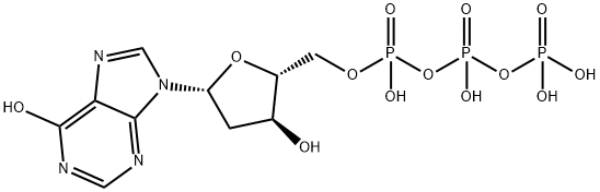 [hydroxy-[hydroxy-[[(2R,3S,5R)-3-hydroxy-5-(6-oxo-3H-purin-9-yl)oxolan-2-yl]methoxy]phosphoryl]oxy-phosphoryl]oxyphosphonic acid Struktur